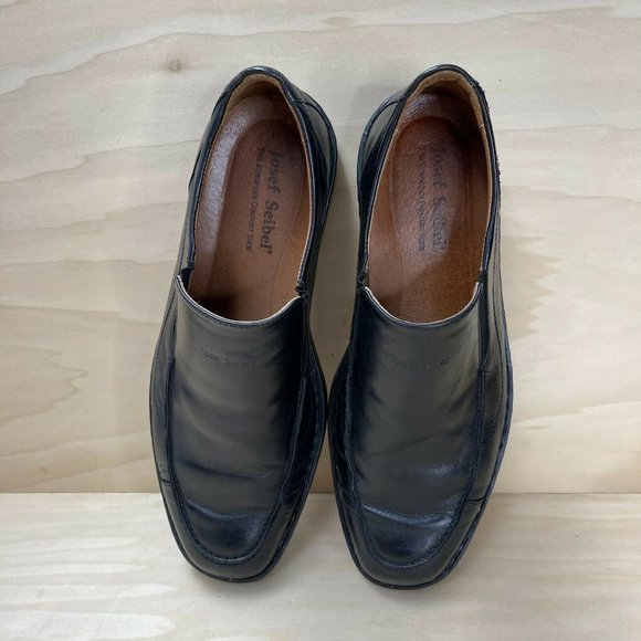 Josef Seibel Mens Leather Slip On Low Top Moc Toe Black Loafer Shoes Size US 13 main image 5
